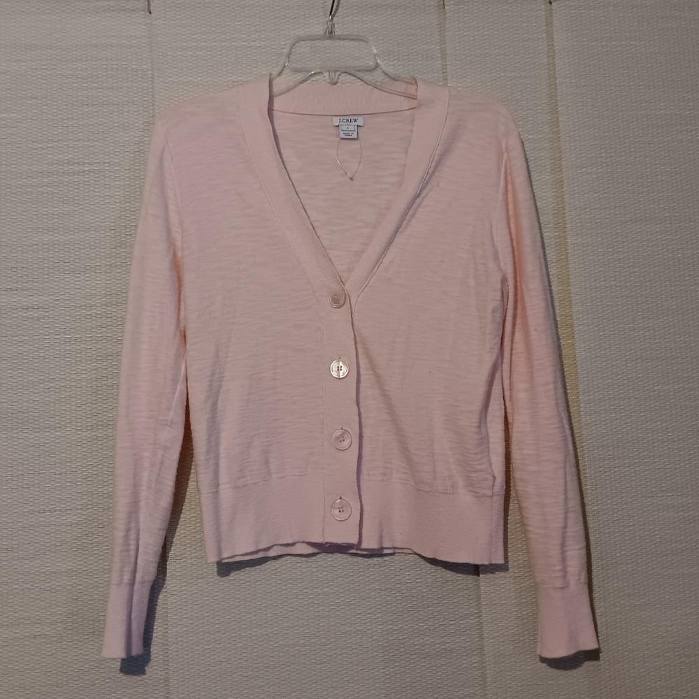 J CREW  Pale pink button cardigan. EUC Small